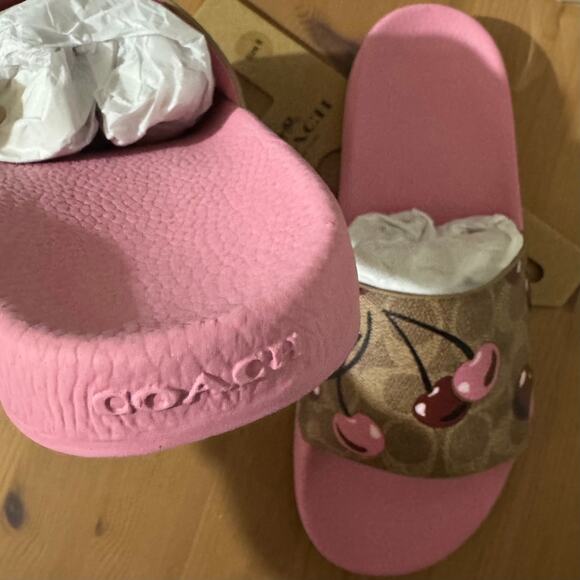 🍒 Coach Udele Sport Slide In Signature Canvas With Cherry Print - Picture 11 of 11